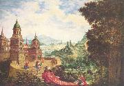 Albrecht Altdorfer Deutsch: Der Hoffart sitzt der Bettel auf der Schleppe oil painting on canvas